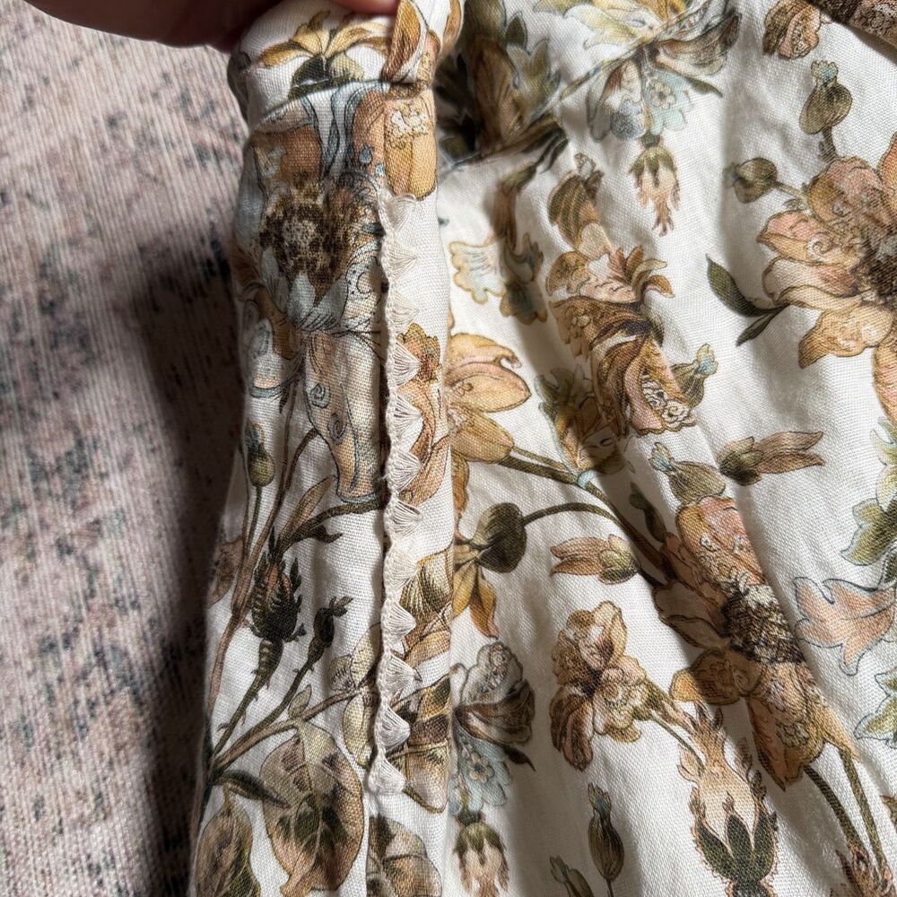 Zimmerman CHINTZ TUCK SHORT Linen Crème Floral Shorts Beige Brown (No Belt) US 8 - Picture 7 of 16